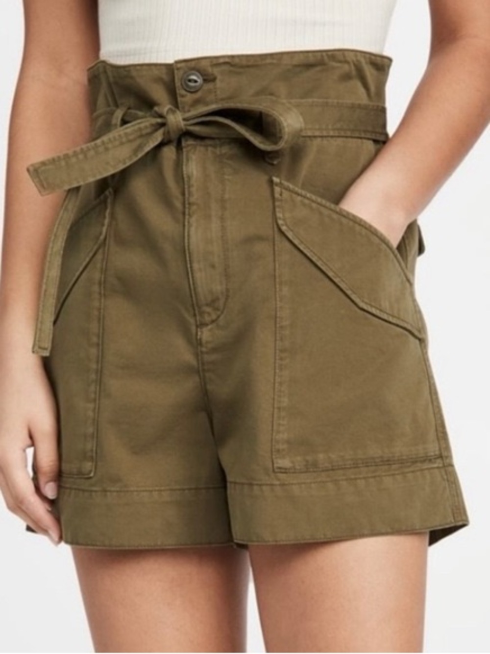 Rag & Bone Field High Rise Utility Shorts Olive Green Size 26
